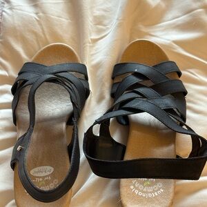 Dr Scholls Comfort Plus by Predictions Black Strappy Sandals